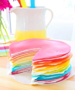 Rainbow Crêpe Cake adult paint by numbers