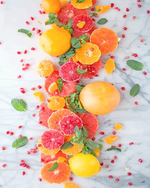 Citrus Pomegranate Salad adult paint by numbers