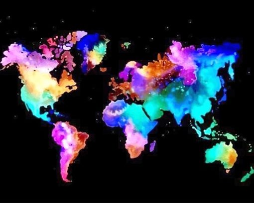 Colorful world map adult paint by numbers