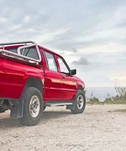 Red Pickup truck adult paint by numbers