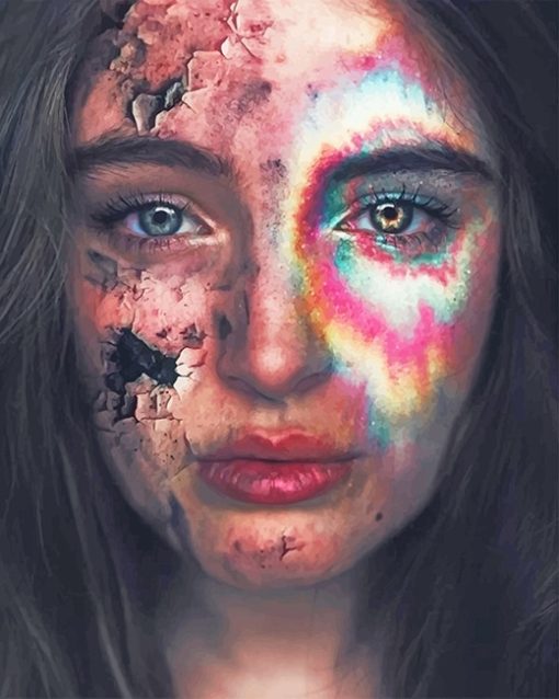 Sad colorful girl adult paint by numbers