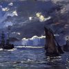 A Seascape Shipping by Moonlight paint by number