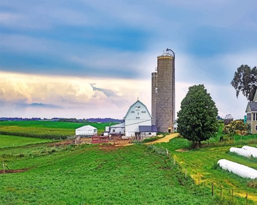 Beautiful Green Farm paint by number