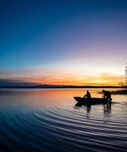 Boat People Silhouette Paint by numbers