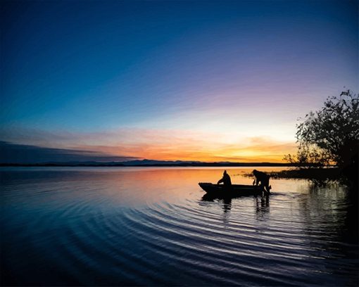 Boat People Silhouette Paint by numbers