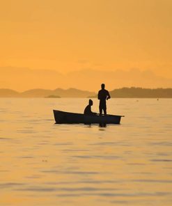 Couple Boat Silhouette Paint by numbers