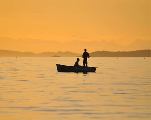 Couple Boat Silhouette Paint by numbers