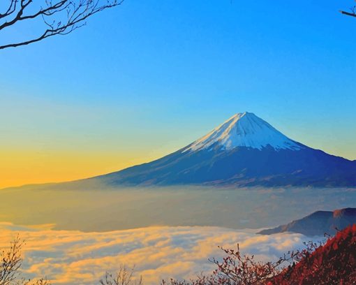 Japanese Mt-fuji Landscape paint by number