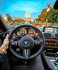 Driver Holding BMW Steering Wheel Paint By Numbers