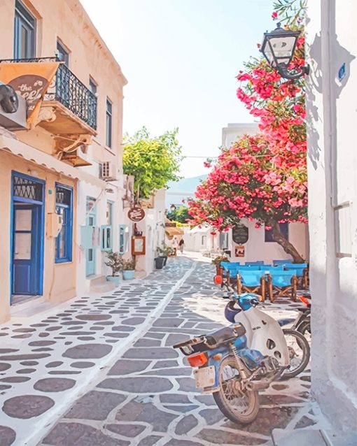 Pretty Greek Street Paint By Numbers