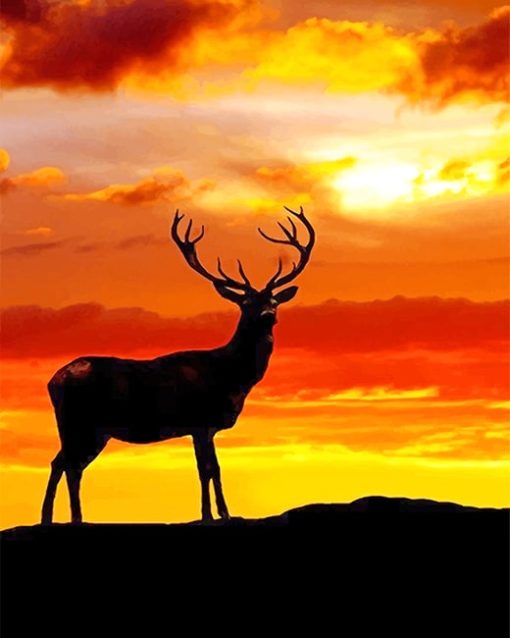 Deer Sunset Silhouette Paint By Numbers