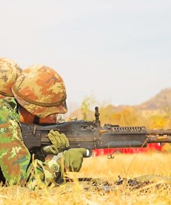 Soldiers Lying Forward Holding Rifle Paint By Numbers