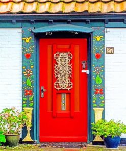 Aesthetic Red Door adult paint by numbers