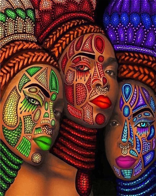 African Art women adult paint by numbers