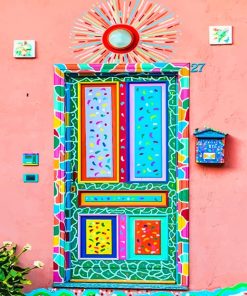 Artistic colorful door adult paint by numbers