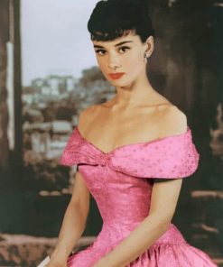 Audrey Hepburn Pink Dress adult paint by numbers