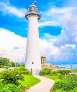 Biloxi Lighthouse in Mississipp paint by numbers