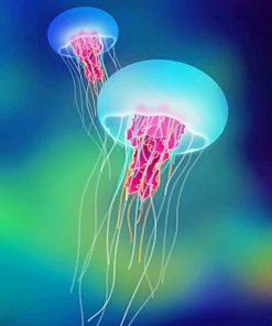 Blue Purple Jellyfish adult paint by numbers