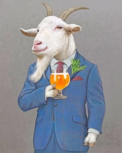 Classy Goat Drinking Juice paint by number