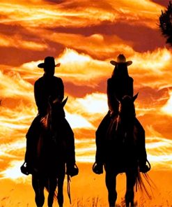 Cowboy Cowgirl silhouette adult paint by numbers