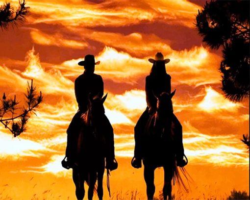 Cowboy Cowgirl silhouette adult paint by numbers