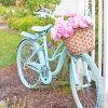 Cute Blue Bike With Flowers paint by numbers