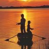 Father And Son Fishing Silhouette paint by number