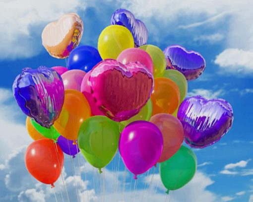 Flying Colorful Balloons paint by number