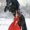 Girl with Black Horse adult paint by numbers