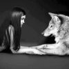 Girl with her wolf best friend adult paint by numbers