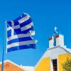 Greek flag Church Santorini Greece adult paint by numbers