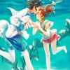 Haku And Chihiro Under Water paint By Numbers