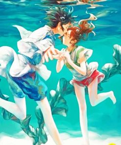 Haku And Chihiro Under Water paint By Numbers