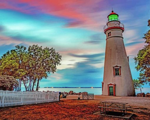 Lighthouse State Park adult paint by numbers