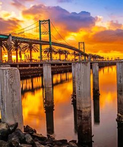 Long beach bridge California sunset adult paint by numbers