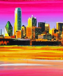 Peter Max Depicts The Dallas Skyline paint by number