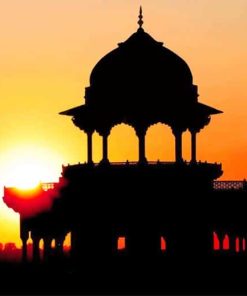 Red Fort Sunset Silhouette adult paint by numbers