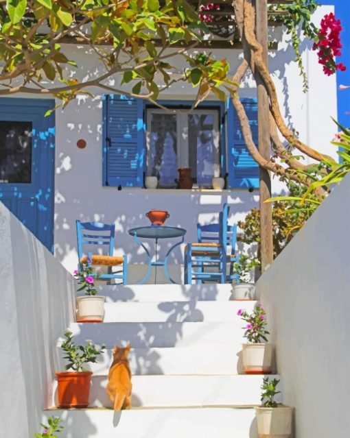 Santorini Greece House Paint By Numbers