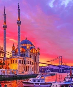 Turkey ortaköy mosque sunset adult paint by numbers