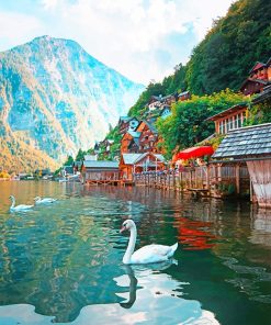 White snow hallstatt austria adult paint by numbers