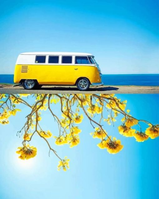 Yellow VW Sunflowers Shadow adult paint by numbers