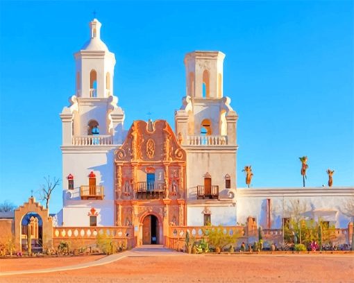 Arizona Tucson Mission San Xavier paint by number