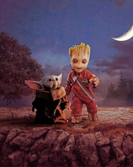 Baby Groot And Baby Yuda Paint By Numbers