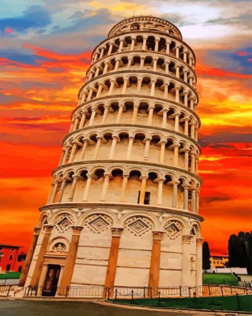 Beautiful Leaning Tower of Pisa Italy Rome paint by numbers