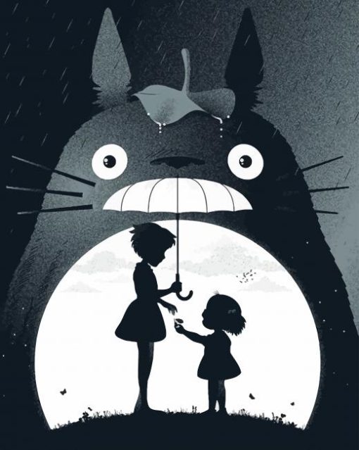 Black And White My Neighbor Totoro paint By Numbers