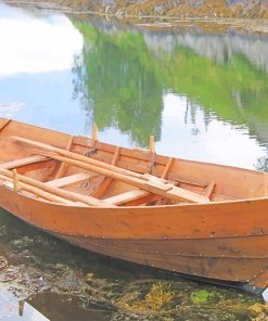 Boat on the river paint by numbers