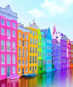 colorful buildings adult paint by numbers