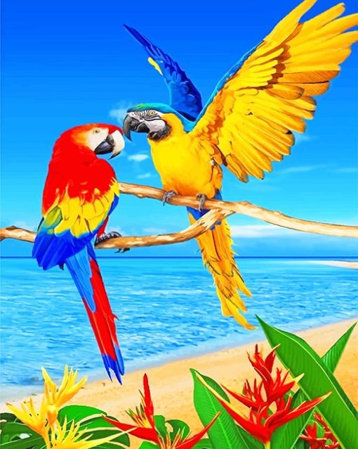 Colorful Parrots paint by number