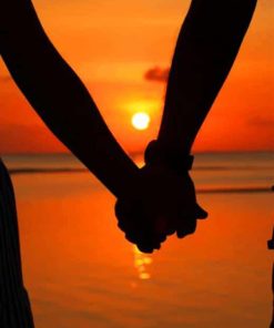 Couple Holding Hands Love Sunset Silhoutte paint by numbers