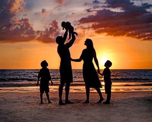 Happy Family Silhouette paint by number